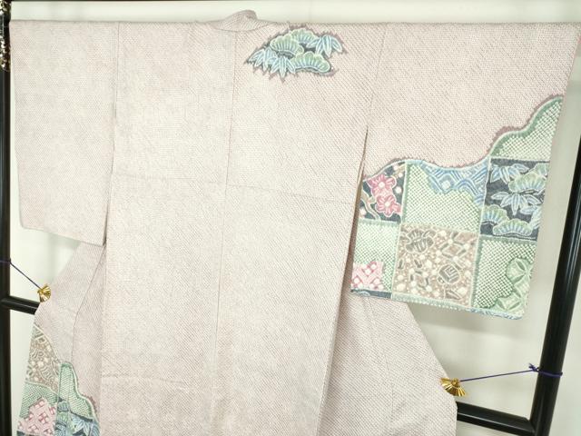 平和屋着物●名門　藤娘きぬたや・総絞り　訪問着　松竹梅　正絹　逸品　DABD1701ps