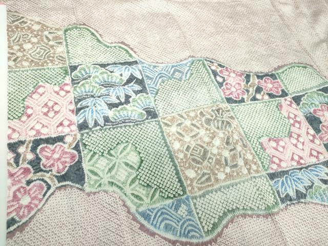 平和屋着物●名門　藤娘きぬたや・総絞り　訪問着　松竹梅　正絹　逸品　DABD1701ps