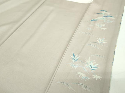 平和屋着物●訪問着　駒刺繍　松竹梅　風景花文　暈し染め　金彩　正絹　逸品　DABD1703ps