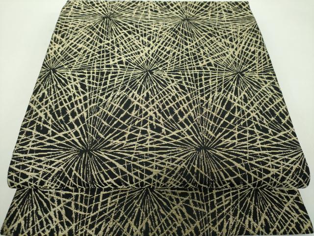 平和屋着物●龍村美術織物　九寸開き名古屋帯　敷松葉　黒地　金糸　正絹　逸品　DABD1705ps 平和屋着物○龍村美術織物 九寸開き名古屋帯 敷松葉 黒地 金糸