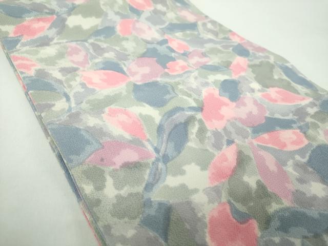 平和屋着物●九寸名古屋帯　草花文　鬼しぼ縮緬　正絹　逸品　DABD1706ps