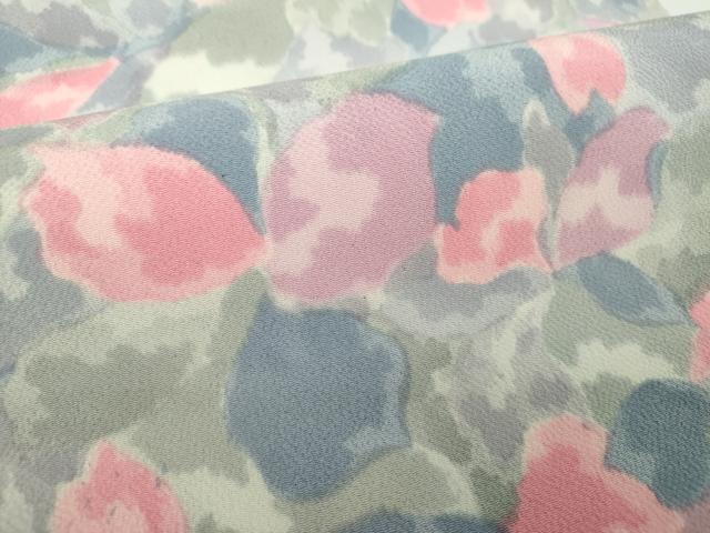 平和屋着物●九寸名古屋帯　草花文　鬼しぼ縮緬　正絹　逸品　DABD1706ps