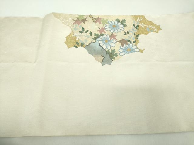 平和屋着物●爪掻き本綴れ　八寸名古屋帯　雲取り花文　金糸　正絹　逸品　DABD1717ps