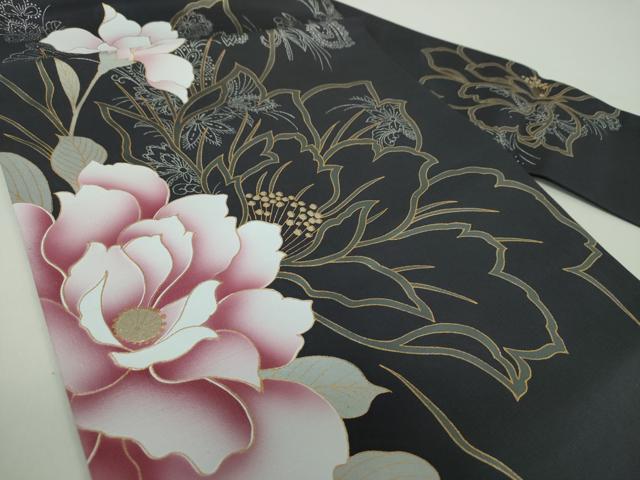 平和屋着物●九寸名古屋帯　大輪の花　金銀彩　正絹　逸品　未使用　DABD1730ps
