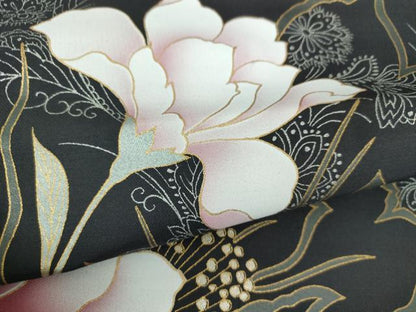 平和屋着物●九寸名古屋帯　大輪の花　金銀彩　正絹　逸品　未使用　DABD1730ps