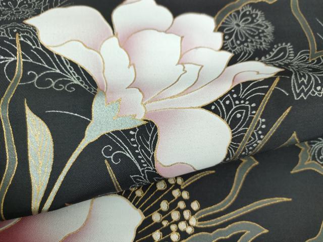 平和屋着物●九寸名古屋帯　大輪の花　金銀彩　正絹　逸品　未使用　DABD1730ps