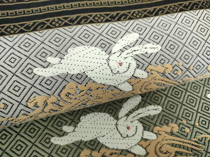 平和屋着物●つけ帯　唐織　立波に兎　正絹　逸品　DABD1736ps