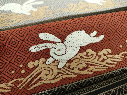 平和屋着物●つけ帯　唐織　立波に兎　正絹　逸品　DABD1736ps
