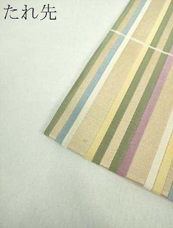 平和屋着物●きもの志麻　岩下志麻ブランド　両面　六通柄袋帯　唐織　変わり間道　金糸　正絹　逸品　DABD1740ps