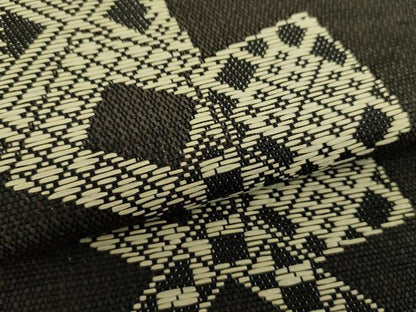 平和屋着物●米沢　宝来織　両面　全通柄袋帯　紙こぎん　総刺繍　色紙重ね　絹×紙　逸品　DABD1742ps