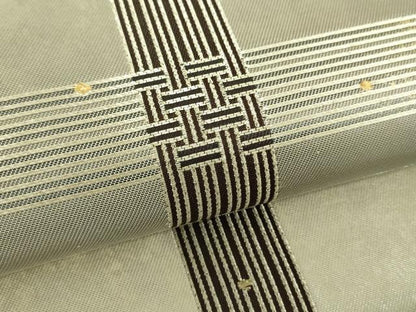 平和屋着物●西陣の名門　加納幸謹製　六通柄袋帯　格子間道　金糸　引箔　正絹　逸品　DABD1744ps