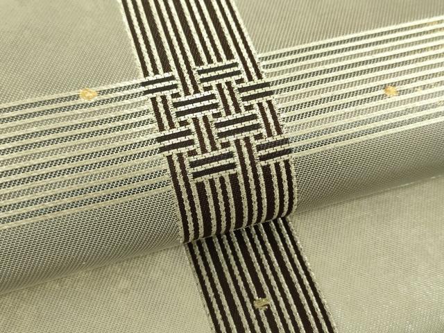 平和屋着物●西陣の名門　加納幸謹製　六通柄袋帯　格子間道　金糸　引箔　正絹　逸品　DABD1744ps