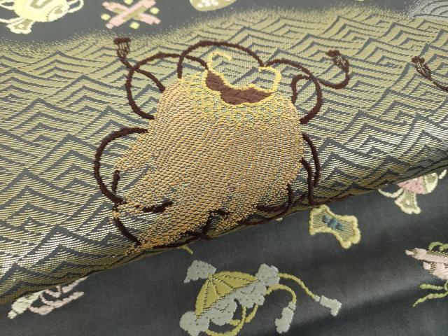 平和屋着物●皇室・伊勢神宮御用　御御帯　山口美術織物　山口弘躬　六通柄袋帯　唐織　祥波宝尽し文　金銀糸　正絹　逸品　DABD1745ps