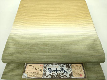 平和屋着物●本塩沢　やまだ織　太鼓柄袋帯　雪の中のきれ　霞文　証紙付き　正絹　逸品　DABD1750ps