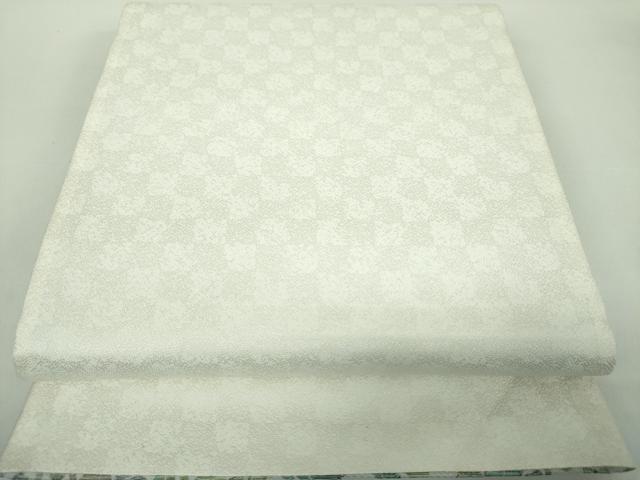 平和屋着物●世界的友禅作家　千地泰弘　両面　六通柄袋帯　輪奈織　献上葡萄唐草文　銀糸　正絹　逸品　未使用　DABD1759ps