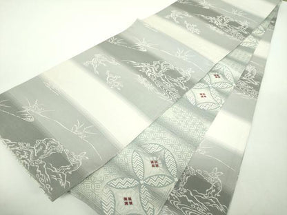 平和屋着物●両面　全通柄袋帯　鳥獣戯画　七宝花文　金銀糸　正絹　逸品　DABD1760ps