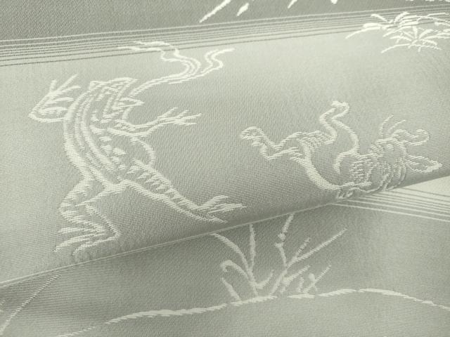 平和屋着物●両面　全通柄袋帯　鳥獣戯画　七宝花文　金銀糸　正絹　逸品　DABD1760ps