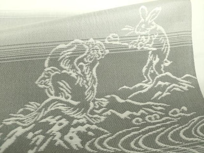 平和屋着物●両面　全通柄袋帯　鳥獣戯画　七宝花文　金銀糸　正絹　逸品　DABD1760ps