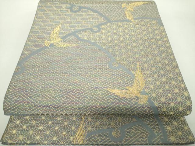 平和屋着物●染色作家　斉藤三才　両面　六通柄袋帯　三才鳥　雪輪重ね　金糸　正絹　逸品　未使用　DABD1761ps 平和屋着物○染色作家 斉藤三才 両面 六通柄袋帯 三才鳥 雪輪重ね 金糸