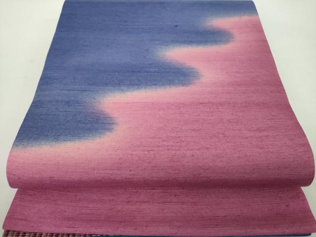 平和屋着物●菅原工房　菅原結作　漢方染紬　両方向　両面全通柄袋帯　霞文　正絹　逸品　未使用　DABD1773ps