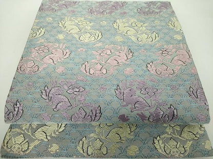 平和屋着物●九寸開き名古屋帯　唐織　花兎　金糸　正絹　逸品　DABD1783ps