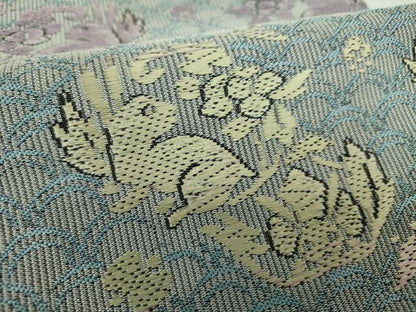 平和屋着物●九寸開き名古屋帯　唐織　花兎　金糸　正絹　逸品　DABD1783ps