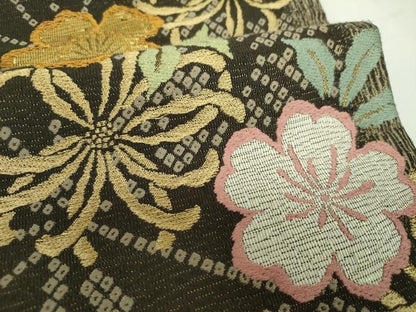 平和屋着物●六通柄袋帯　唐織　舞桜　金糸　やまと誂製　正絹　逸品　DABD1784ps