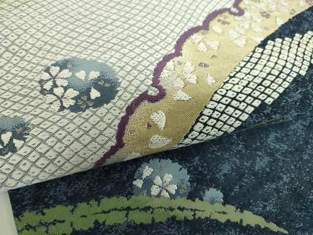 平和屋着物●六通柄袋帯　唐織　鹿の子雪芝跳兎　金銀糸　正絹　逸品　DABD1785ps