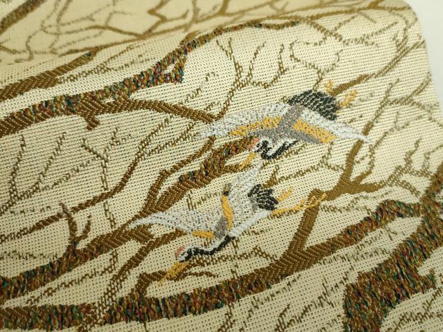 平和屋着物●両面　全通柄袋帯　唐織　日本美術名宝　飛鶴文　木立　正絹　逸品　DABD1786ps