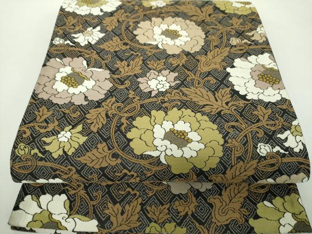 平和屋着物●こむさでもーど・COMME CA DU MODE　六通柄袋帯　唐織　牡丹唐草　正絹　逸品　DABD1788ps