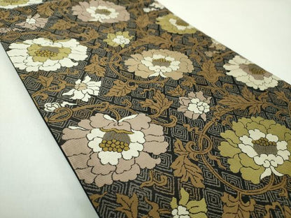 平和屋着物●こむさでもーど・COMME CA DU MODE　六通柄袋帯　唐織　牡丹唐草　正絹　逸品　DABD1788ps