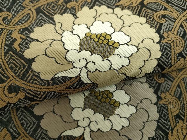 平和屋着物●こむさでもーど・COMME CA DU MODE　六通柄袋帯　唐織　牡丹唐草　正絹　逸品　DABD1788ps