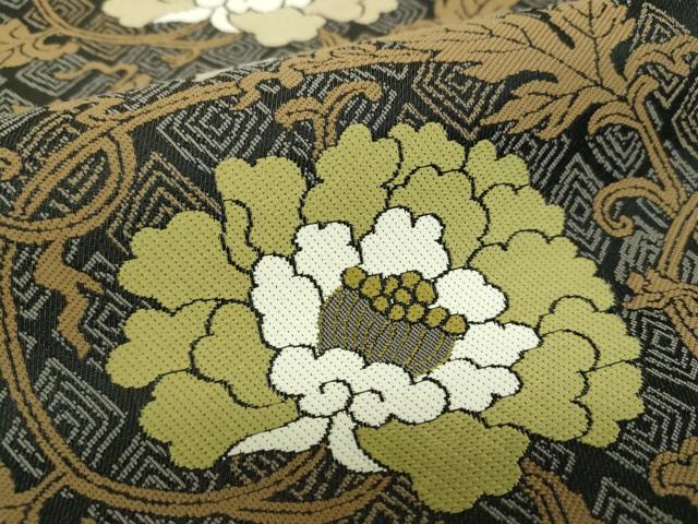 平和屋着物●こむさでもーど・COMME CA DU MODE　六通柄袋帯　唐織　牡丹唐草　正絹　逸品　DABD1788ps