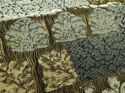 平和屋着物●六通柄袋帯　櫛織り　本泥染　名物裂花文　花兎　金糸　正絹　逸品　DABD1789ps