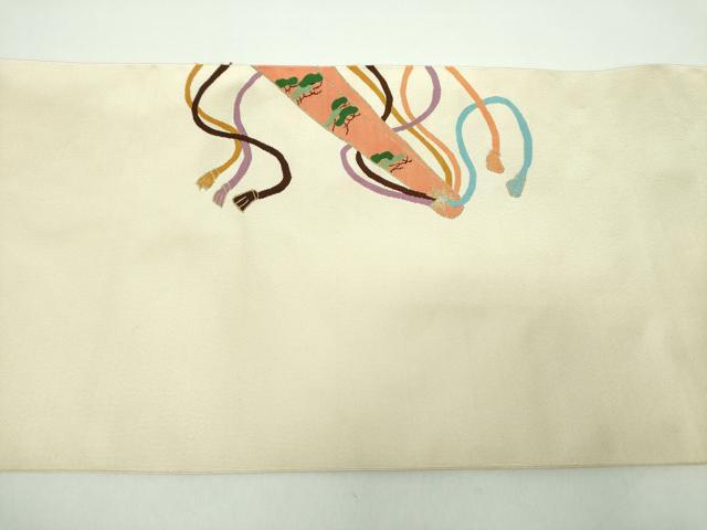 平和屋着物●爪掻き本綴れ　八寸名古屋帯　檜扇花文　金銀糸　正絹　逸品　DABD1800ps 平和屋着物○爪掻き本綴れ 八寸名古屋帯 檜扇花文