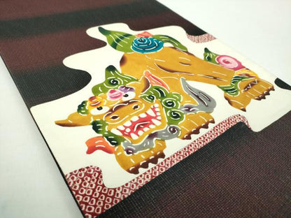 平和屋着物●太鼓柄袋帯　絞り　切嵌　紅型　シーサー　ラメ糸　正絹　逸品　DABD1802ps