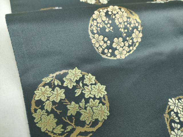 平和屋着物●西陣織　陰山織物謹製　箔屋清兵衛　六通柄袋帯　唐織　草木染　花丸文　金糸　正絹　逸品　DABD1804ps
