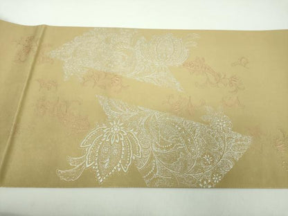 平和屋着物●金彩友禅　卓越技能者・名工・和田光正　六通柄袋帯　光彩箔　更紗花文　金銀彩　引箔　正絹　逸品　DABD1809ps