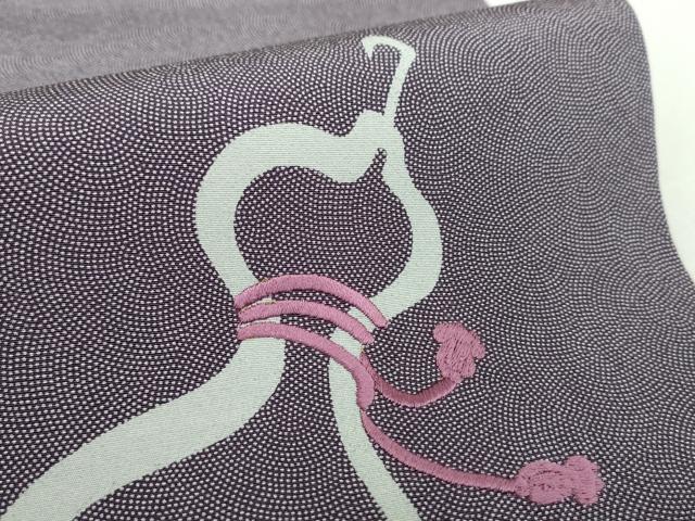 平和屋着物●太鼓柄袋帯　刺繍　六瓢息災　無病息災　鮫小紋柄　正絹　逸品　未使用　DABD1811ps 平和屋着物○太鼓柄袋帯 刺繍 六瓢息災 無病息災 鮫小紋柄