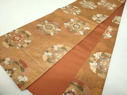 平和屋着物●皆川泰蔵　染色家　六通柄袋帯　天平丸紋　金糸　正絹　逸品　DABD1812ps