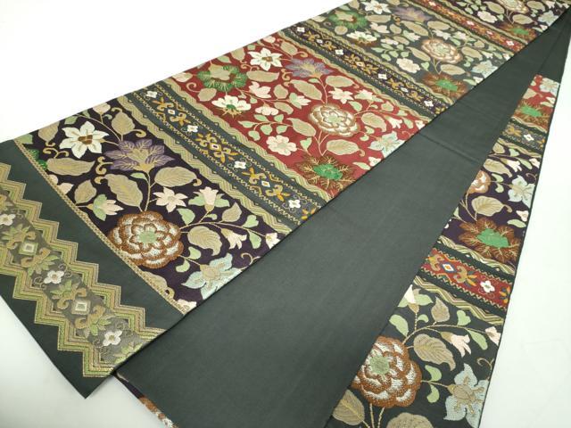 平和屋着物●六通柄　本袋帯　唐織　ペルシャ段文　金糸　正絹　逸品　DABD1818ps