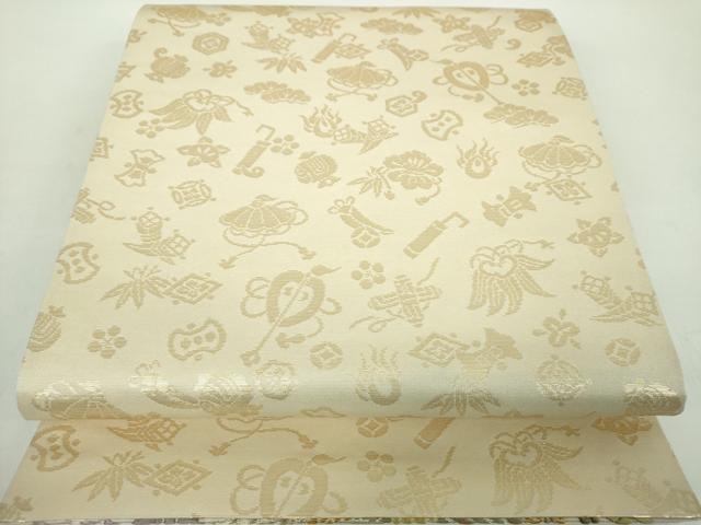 平和屋着物●両面　六通柄袋帯　唐織錦　皇吉祥文　金銀糸　さが美扱い　正絹　逸品　未使用　DABD1823ps