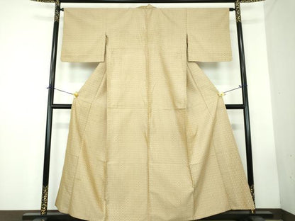平和屋着物●山下八百子　本場黄八丈　紬　市松綾織　単衣　正絹　逸品　DABD1826ps