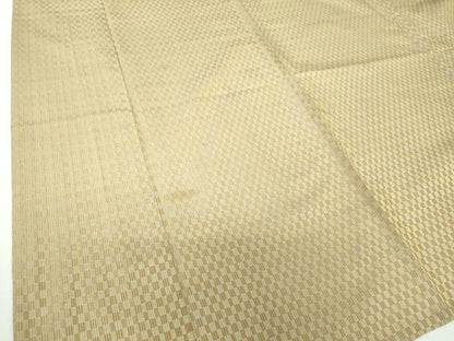 平和屋着物●山下八百子　本場黄八丈　紬　市松綾織　単衣　正絹　逸品　DABD1826ps