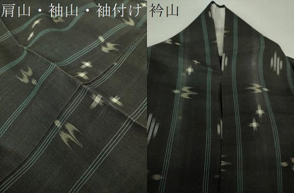 平和屋着物＊夏物　本場琉球絣　夏琉球　トゥイグヮー　黒地　野原広光作　証紙付き　正絹　逸品　DABD1829ps