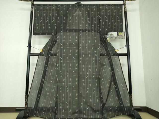 平和屋着物＊夏物　本場琉球絣　夏琉球　トゥイグヮー　黒地　野原広光作　証紙付き　正絹　逸品　DABD1829ps
