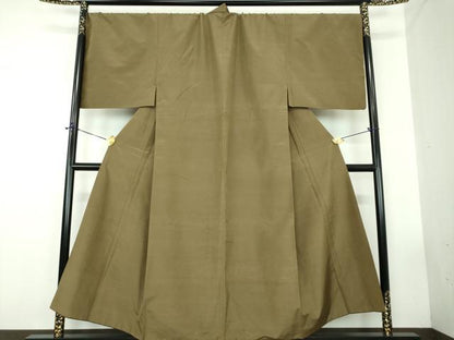 平和屋着物●男性　紬　キングサイズ　色無地　濃油色　高島屋扱い　正絹　逸品　DABD1830ps