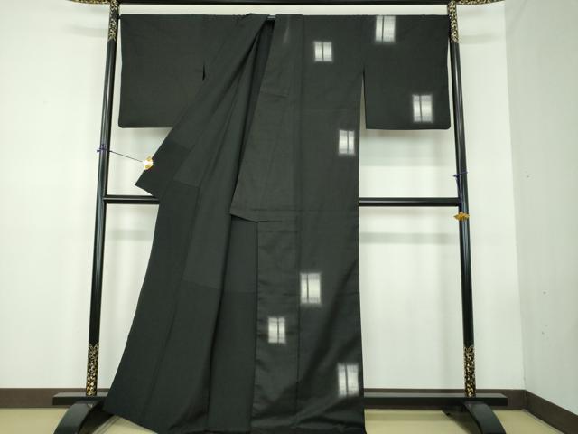 平和屋着物●十日町　名門青柳謹製　櫛引織　訪問着　黒地　正絹　逸品　DABD1832ps