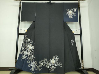 平和屋着物●金彩友禅　卓越技能者・名工・和田光正　訪問着　更紗花文　暈し染め　金銀彩　正絹　逸品　DABD1834ps