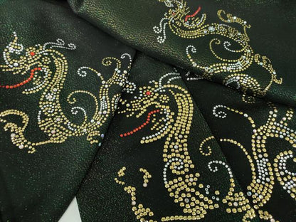 平和屋着物●訪問着　ラインストーン　スパンコール　飛龍　黒地　ラメ糸　正絹　逸品　DABD1835ps